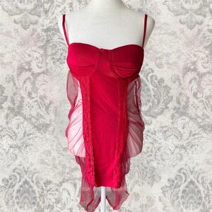 Red Sheer Chic Scarlet Women's Medium Slip Lingerie Stretchy Dress